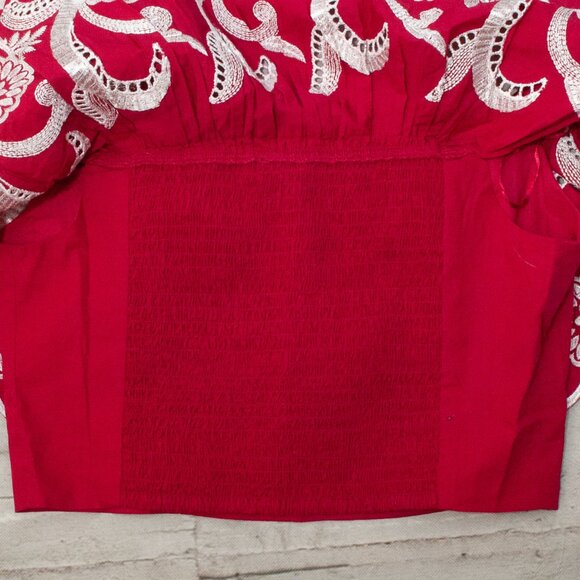 NWT Express Off Shoulder Embroidered Ruffle Top size M - Picture 12 of 13